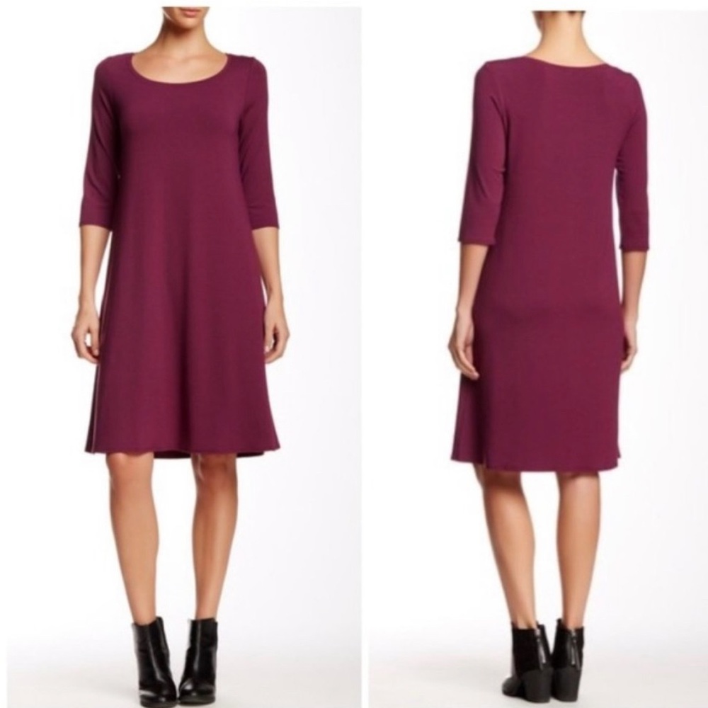 NWT Eileen Fisher Pomegranate Scoop Neck Knee Length Dress XL